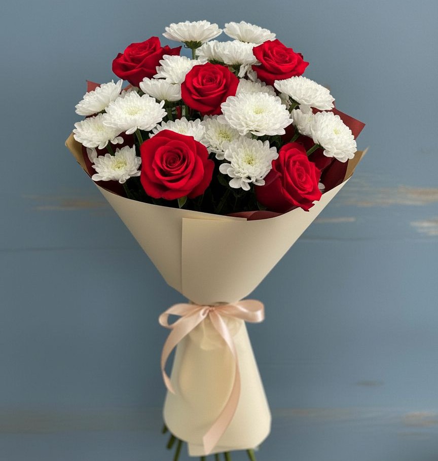 Букет цветов из: Розы и Хризантемы в Уни