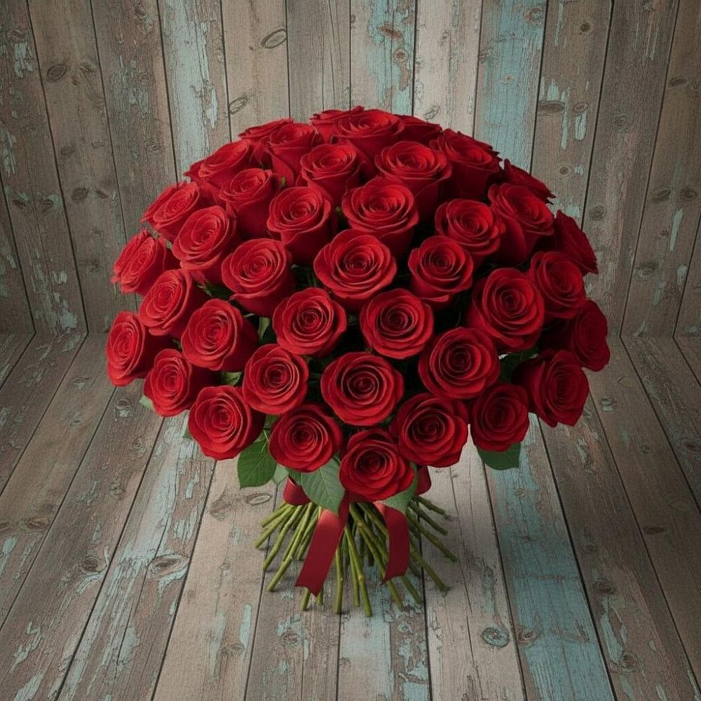 Букет 55 Красных роз Фридом в Уни
