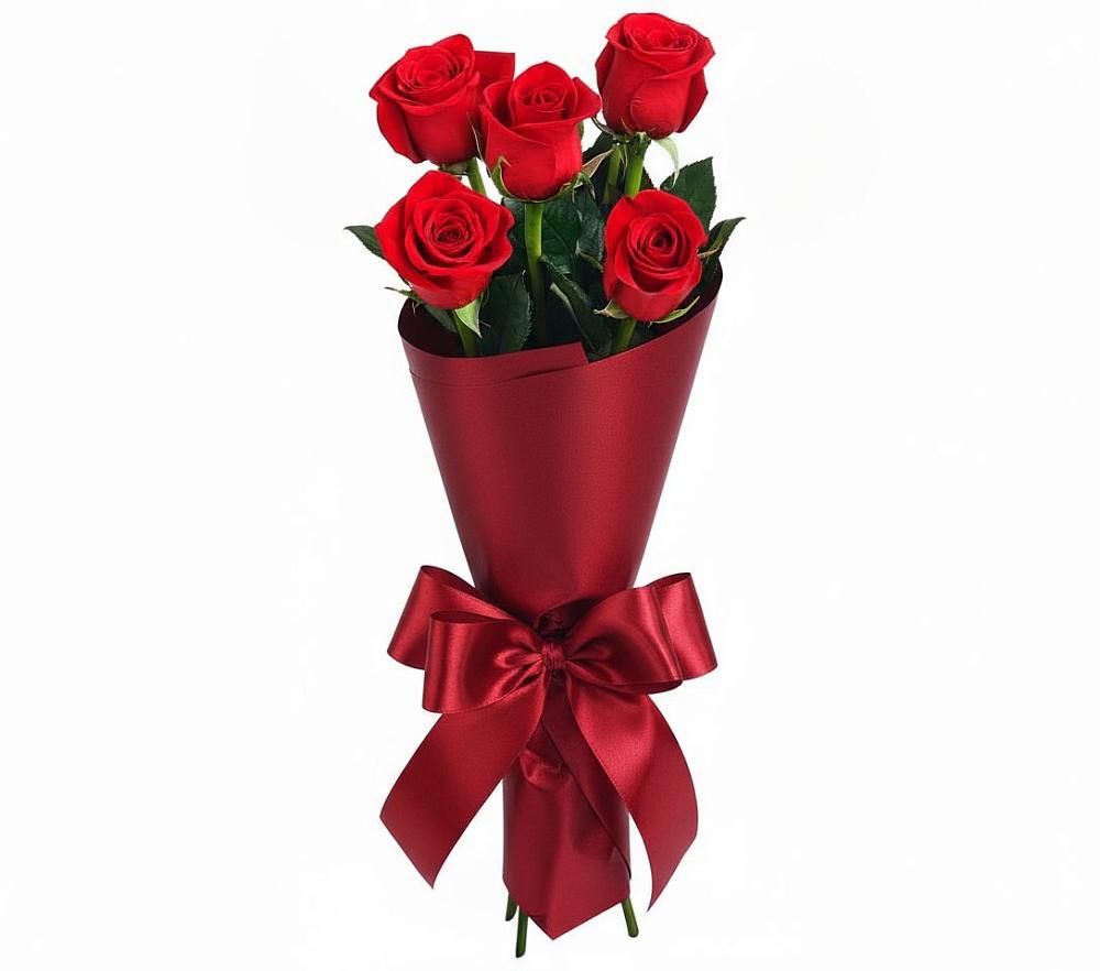 Букет 5 Красных роз Эдлесс Лав в Уни