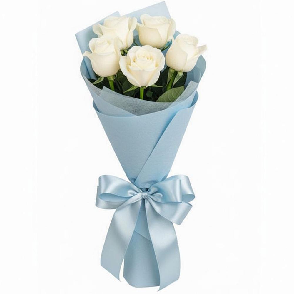 Букет 5 Белых роз Проуд в Уни