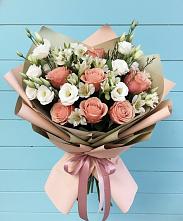 Букет цветов из:  Розы, Альстромерии и Лизиантусы в Уни