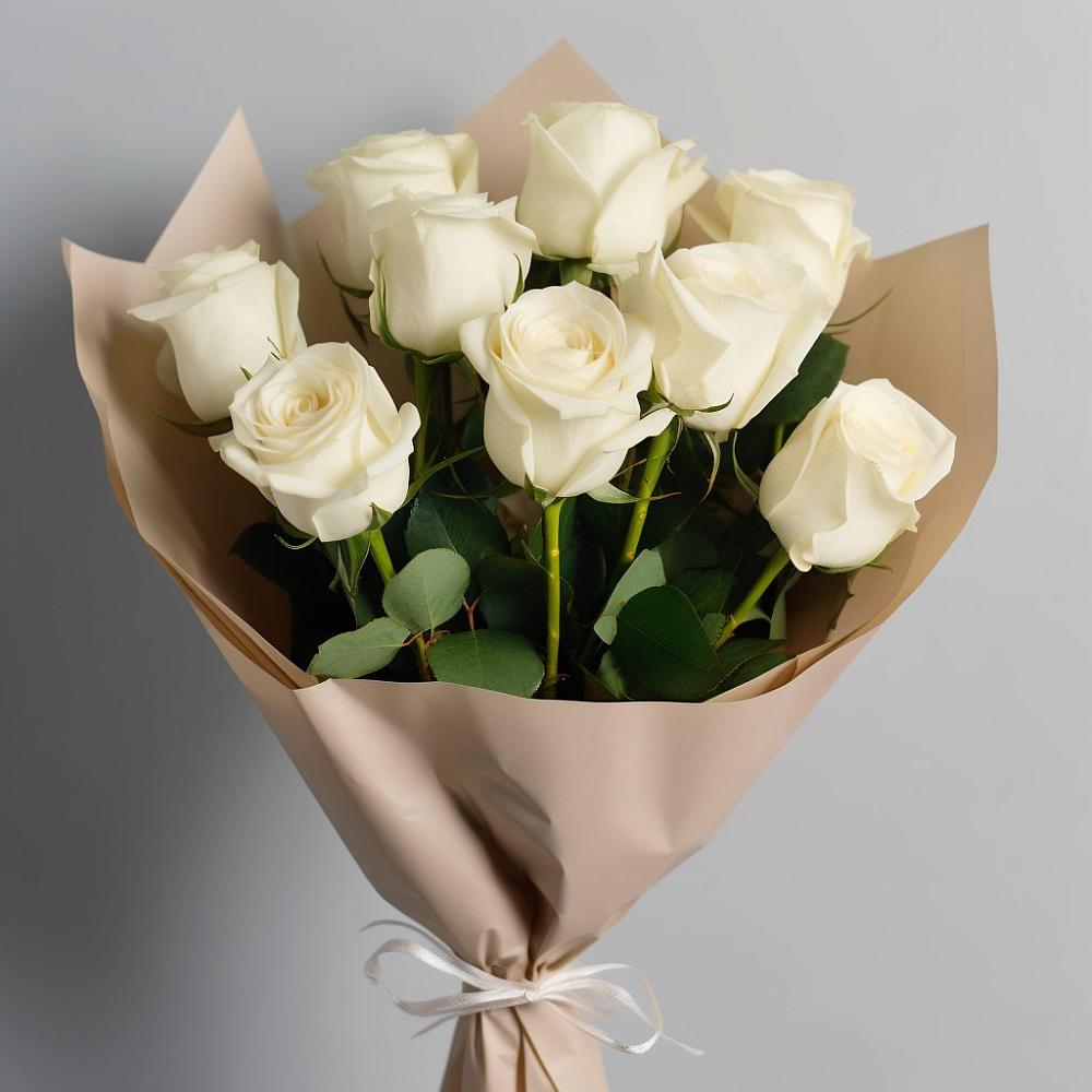 Букет 9 Белых роз Эдлесс Лав в Уни