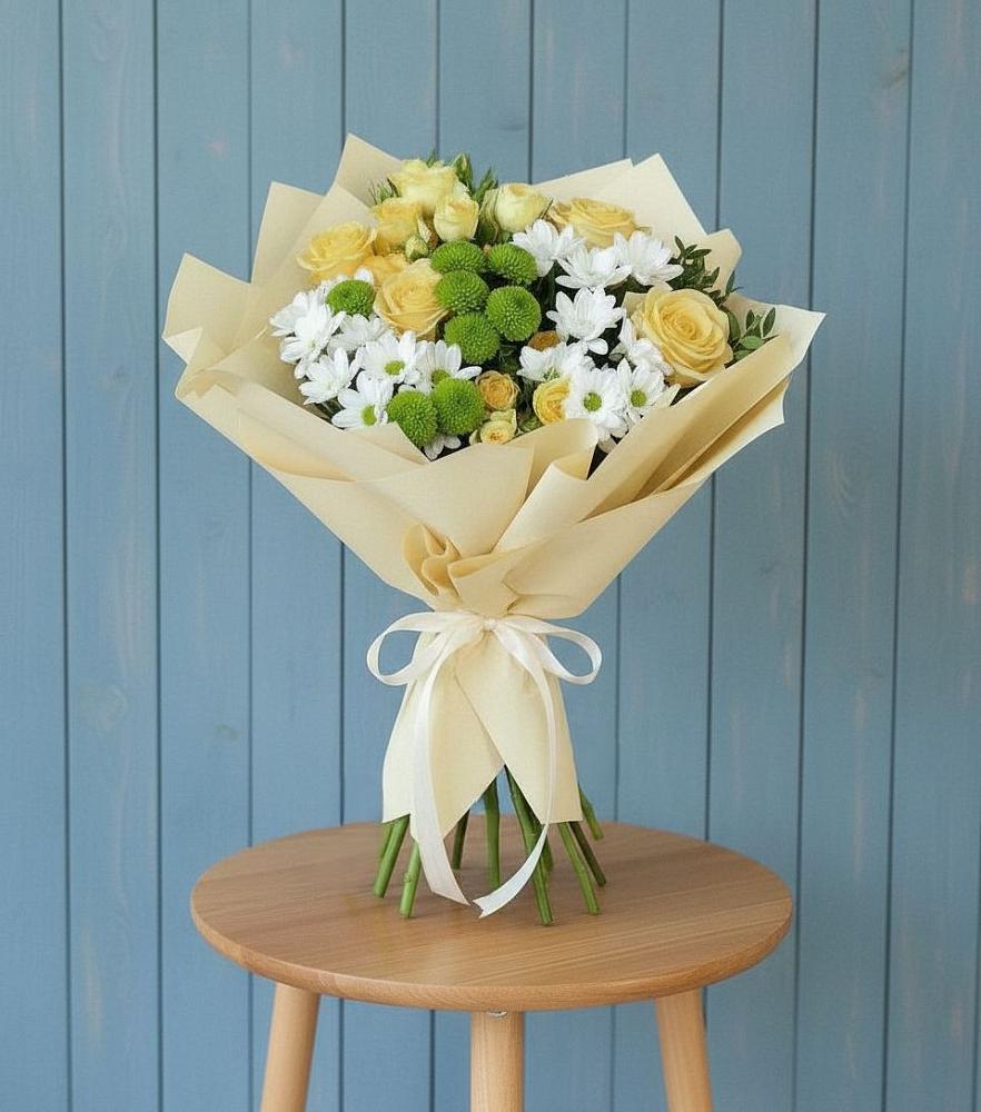 Букет цветов из: Хризантемы и Розы в Уни