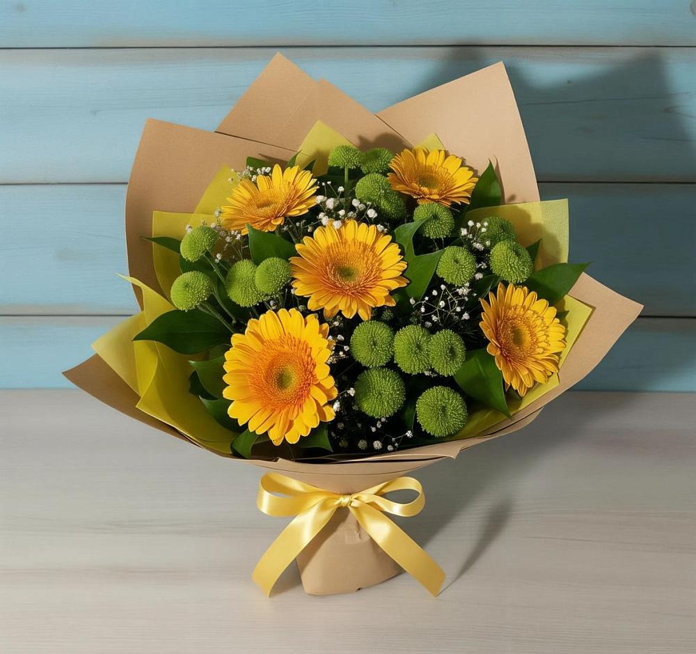 Букет цветов из: Герберы и Хризантемы в Уни