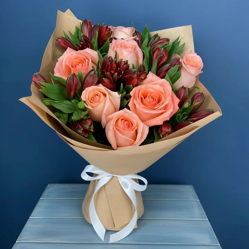 Букет цветов из: Розы и Альстромерии в Уни