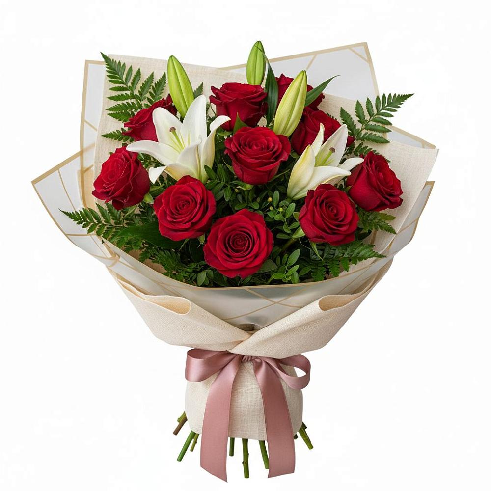 Букет цветов из: Лилии и Розы в Уни