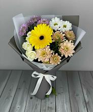 Букет цветов из:  Розы, Герберы и Хризантемы #REPLACE_PRED# Уни