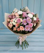 Букет цветов из:  Хризантемы, Розы и Альстромерии #REPLACE_PRED# Уни