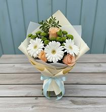 Букет цветов из:  Герберы, Розы и Хризантемы в Уни