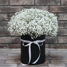 Цветочная композиция из Гипсофила в шляпной коробке в Уни