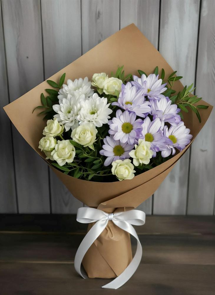Букет цветов из: Хризантемы и Розы в Уни