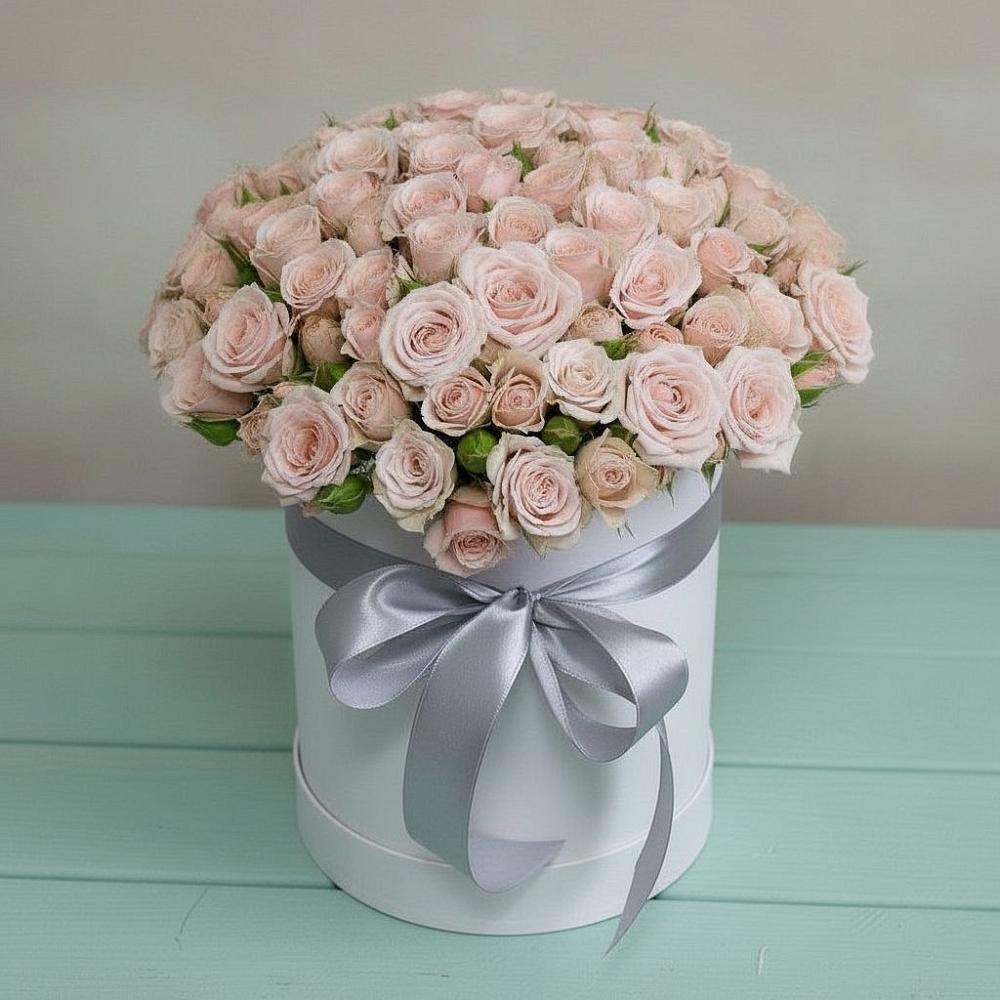 Цветочная композиция из Розы в шляпной коробке в Уни